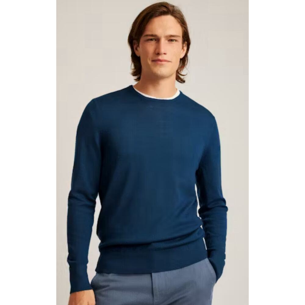 Bonobos Extra Fine Merino Wool Crew Neck Sweater Blue Lightweight Preppy XXL